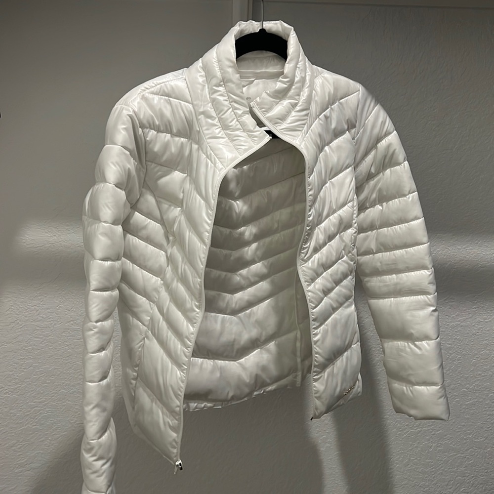 Bebe white puffer jacket size small